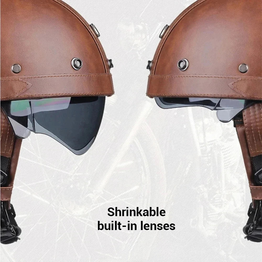Retro PU Half-Face Helmet