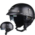 Retro PU Half-Face Helmet