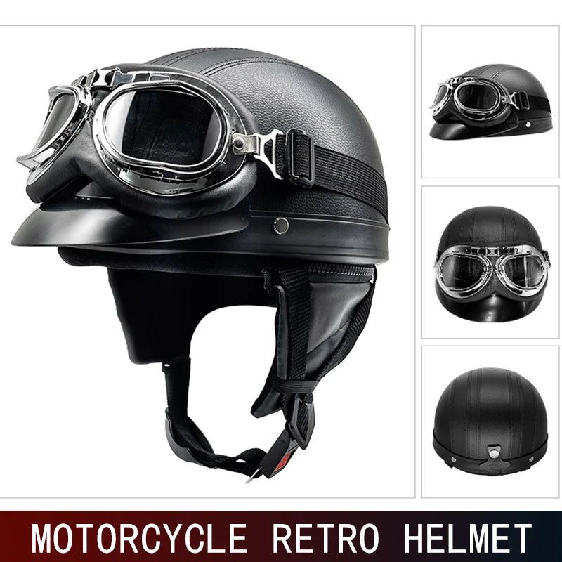 Retro Half-Face Riding Helmet